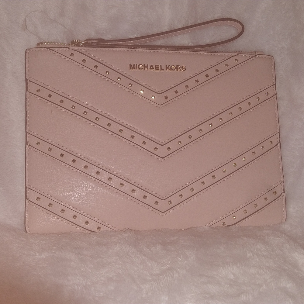 NWT Michael Kors Pink, Gold & Silver Studded Wristlet